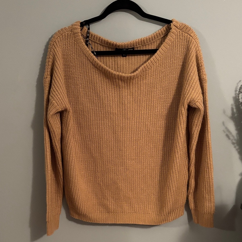 Missguided Off-the-Shoulder Camel Sweater